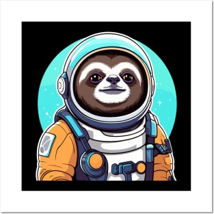 Sloth Astronaut Illustration Posters and Art